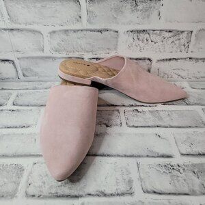 NWOB Birdies The Lark Pink Chiffon Suede Mules Flats w/ Pointed Toe US Size 7.5